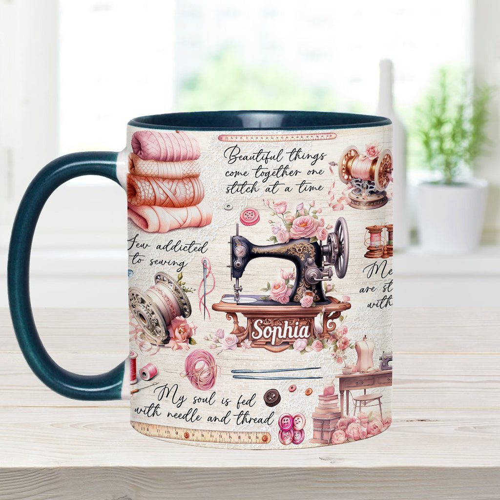 Accro à la couture - Mug personnalisé sur le thème de la couture
