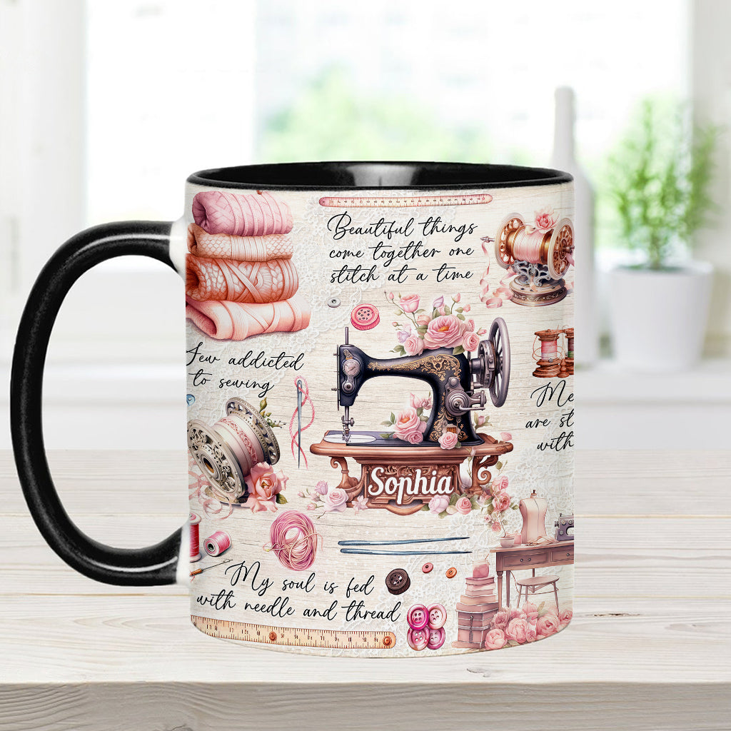 Accro à la couture - Mug personnalisé sur le thème de la couture