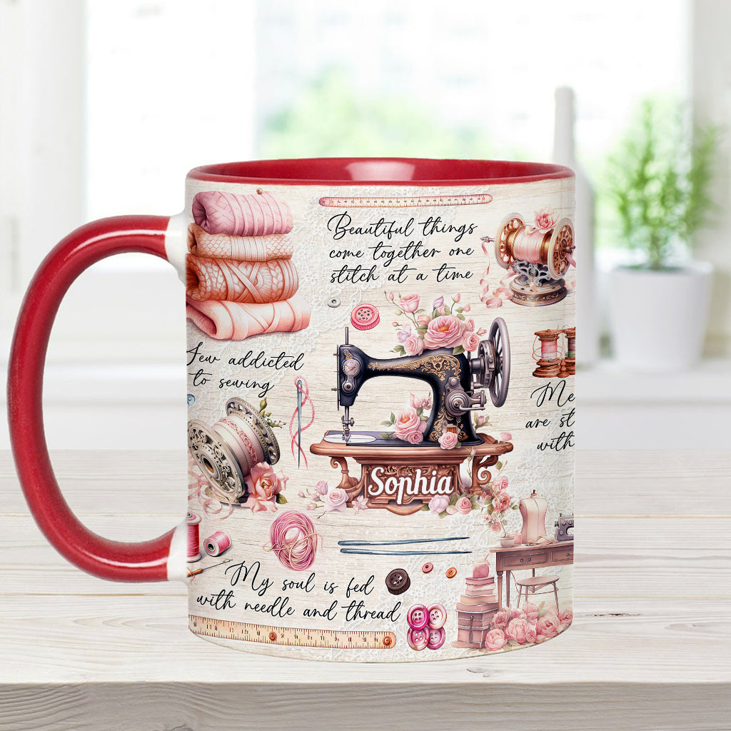 Accro à la couture - Mug personnalisé sur le thème de la couture