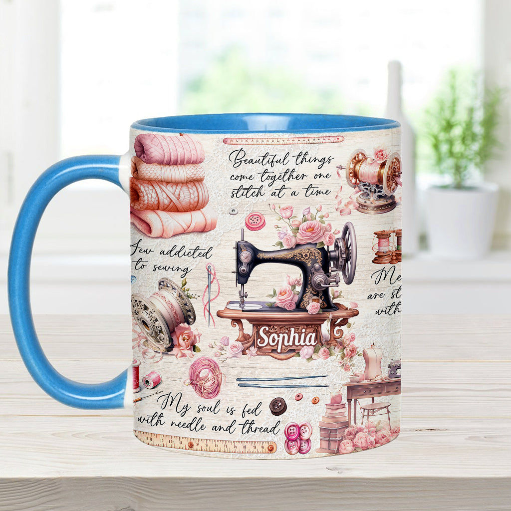 Accro à la couture - Mug personnalisé sur le thème de la couture