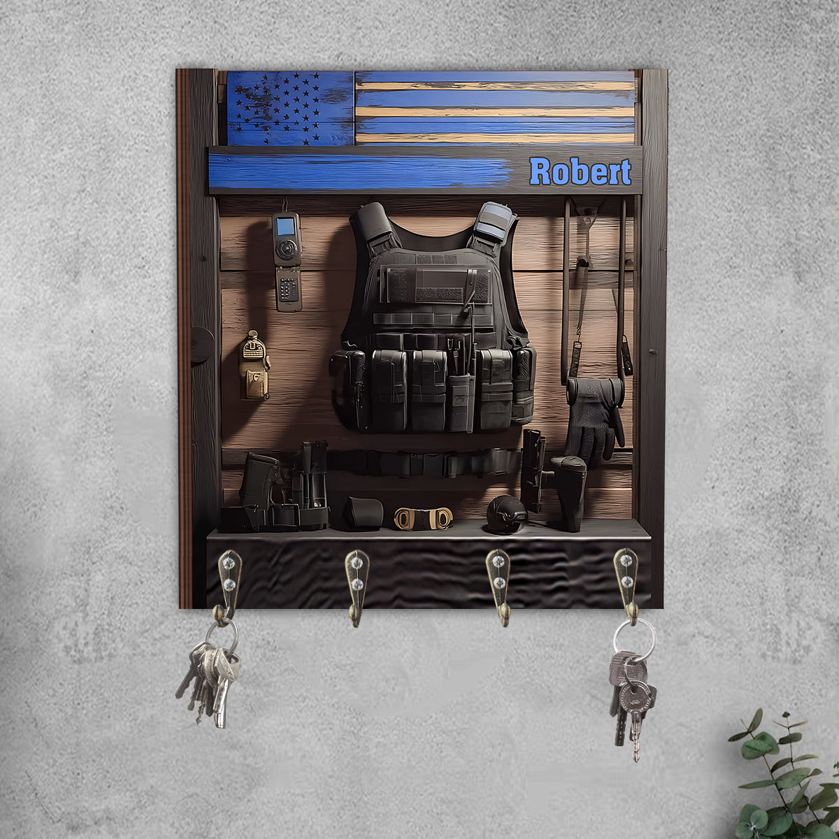 Fier d'être policier - Porte-clés personnalisé en forme de policier