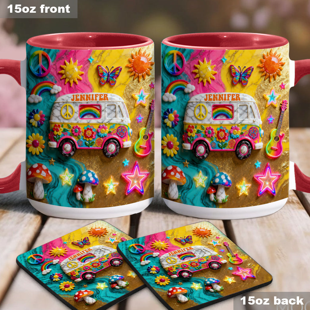 Hippie Souls - Personalized Hippie Accent Mug & Coaster