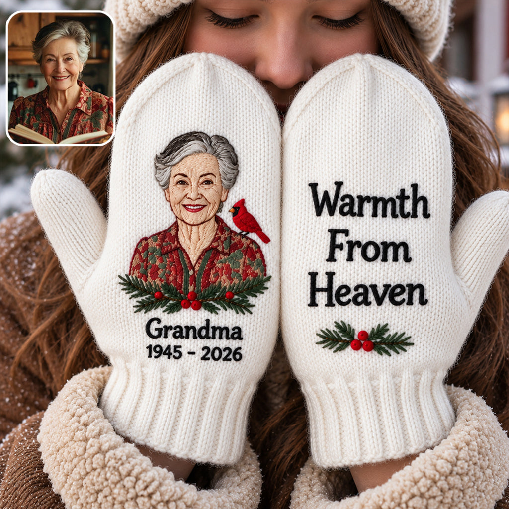 Warmth From Heaven - Personalized Memorial Knitted Mittens