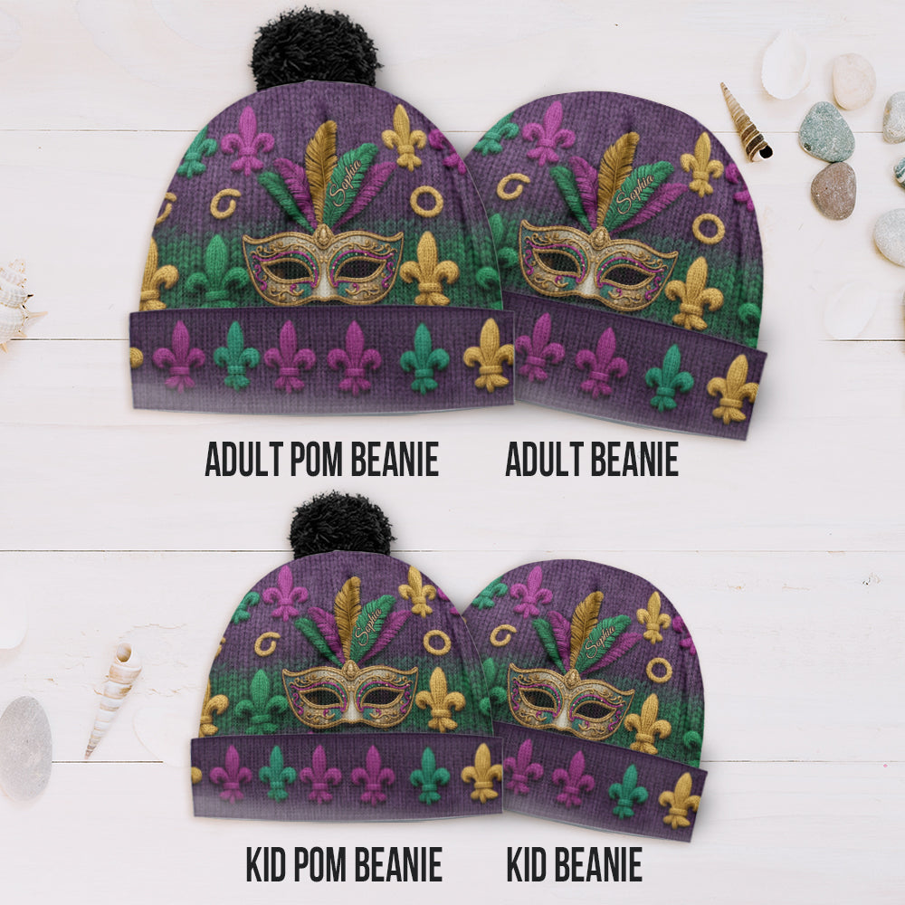 Mardi Gras Vibes - Personalized Mardi Gras Beanie Hat