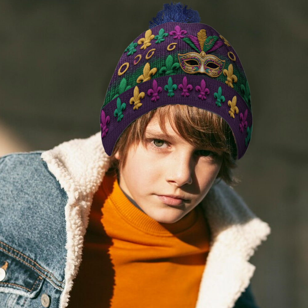 Mardi Gras Vibes - Personalized Mardi Gras Beanie Hat