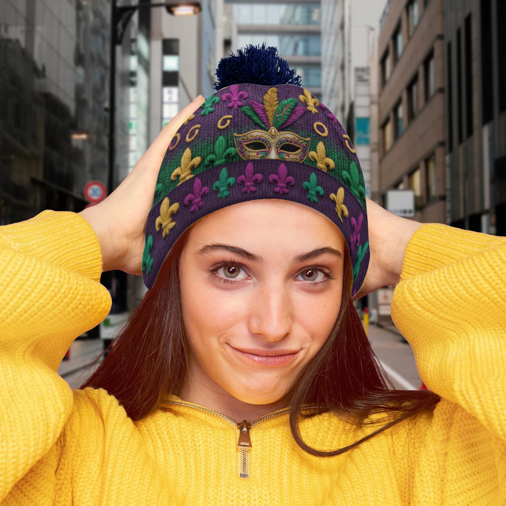 Mardi Gras Vibes - Personalized Mardi Gras Beanie Hat