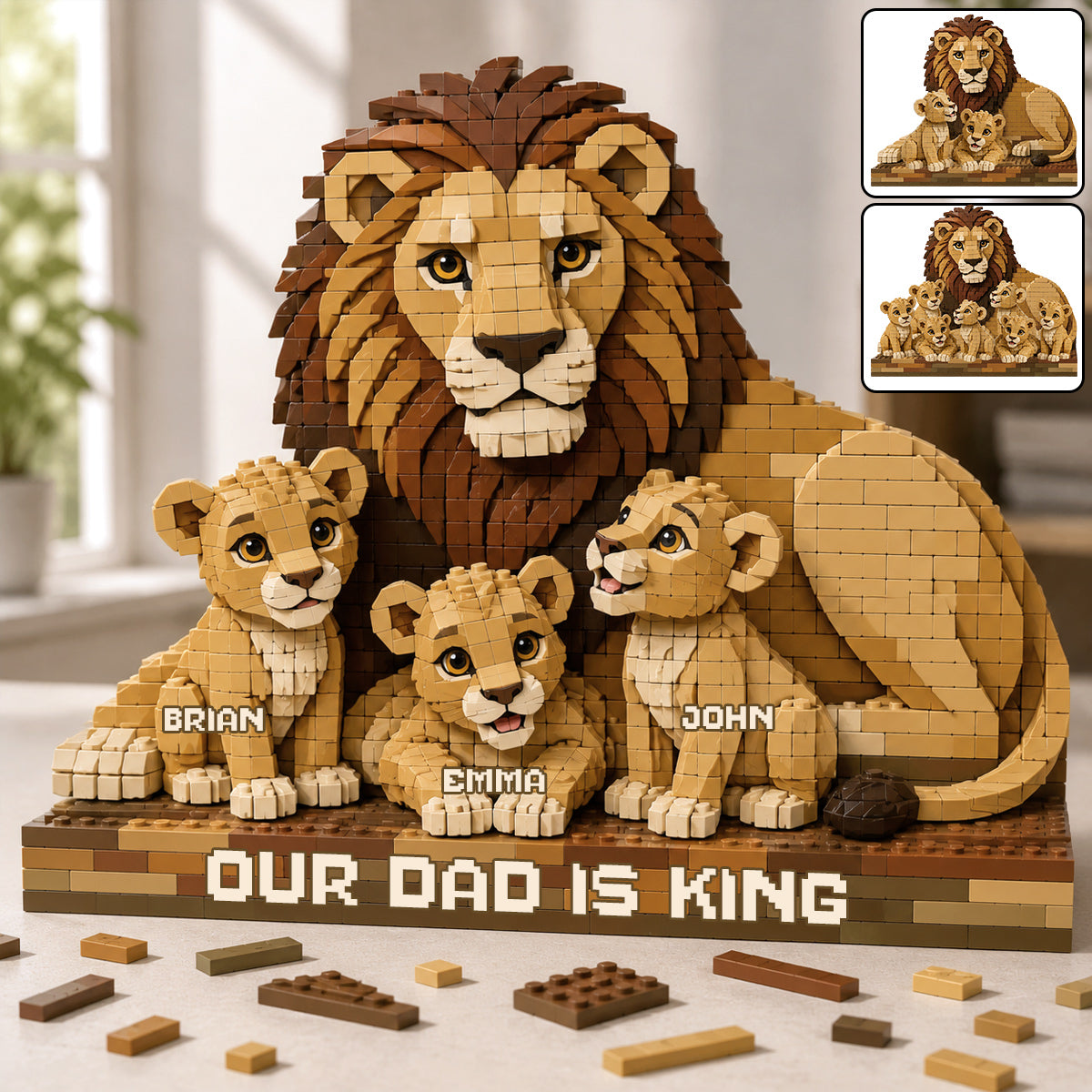 Unser Papa ist König Löwe - Personalisierte Bausteine in Form eines Vaters
