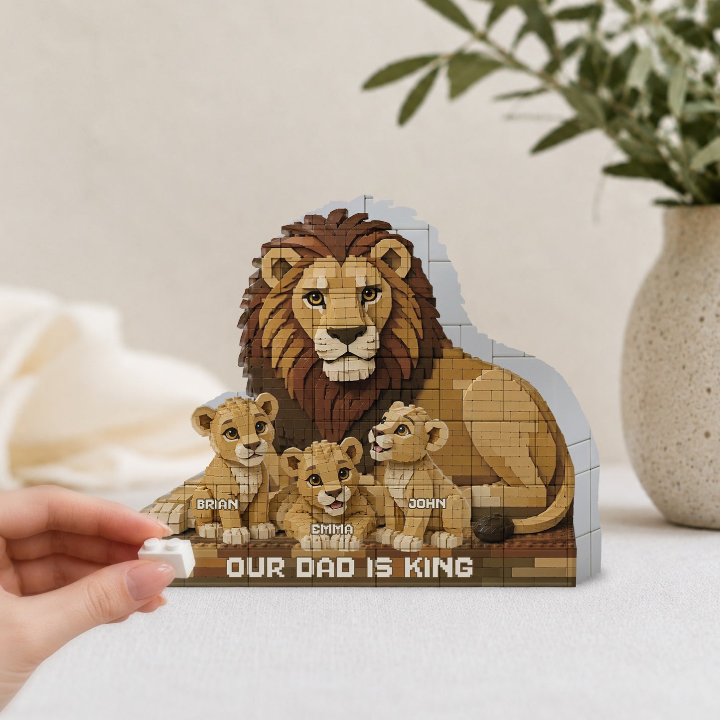 Unser Papa ist König Löwe - Personalisierte Bausteine in Form eines Vaters