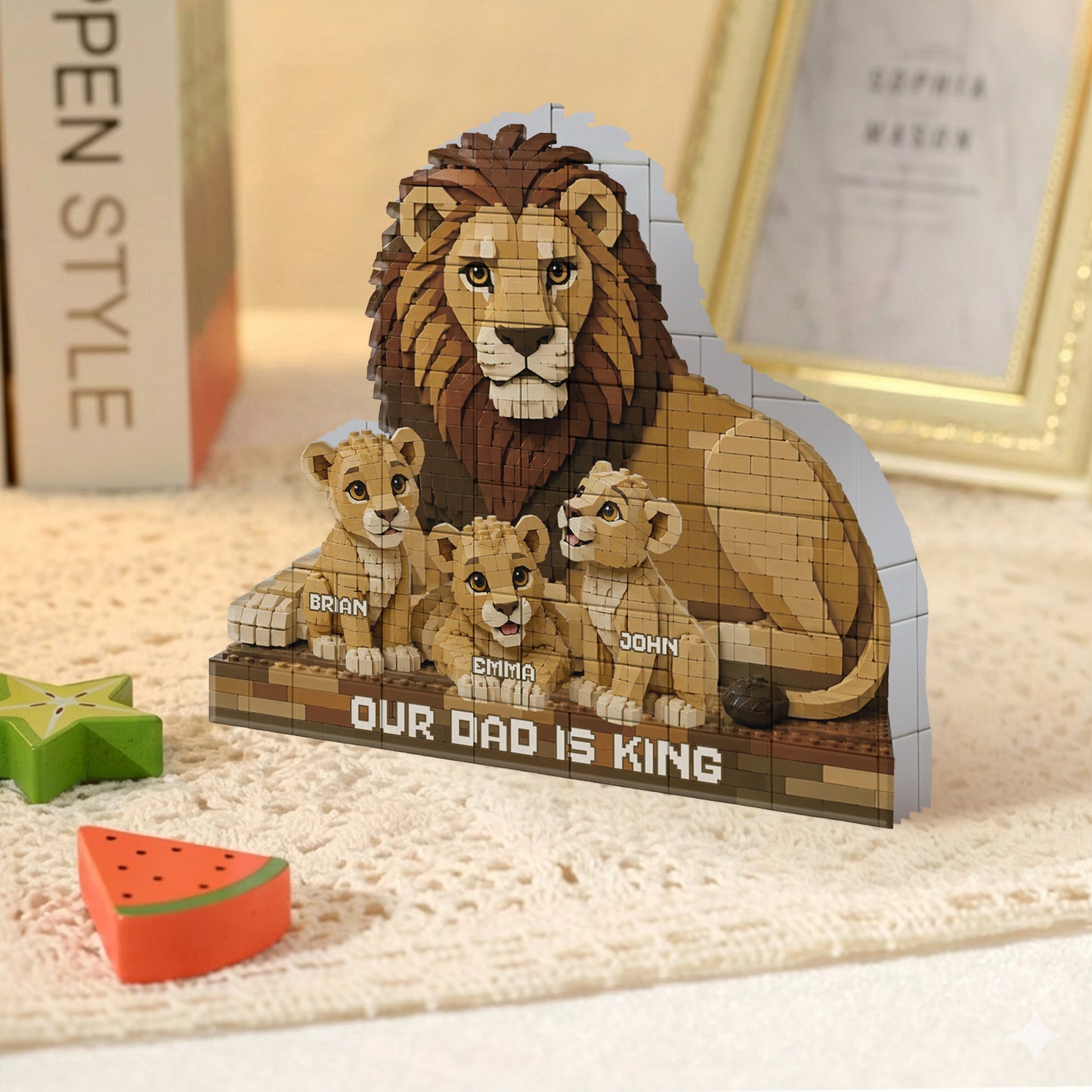Unser Papa ist König Löwe - Personalisierte Bausteine in Form eines Vaters