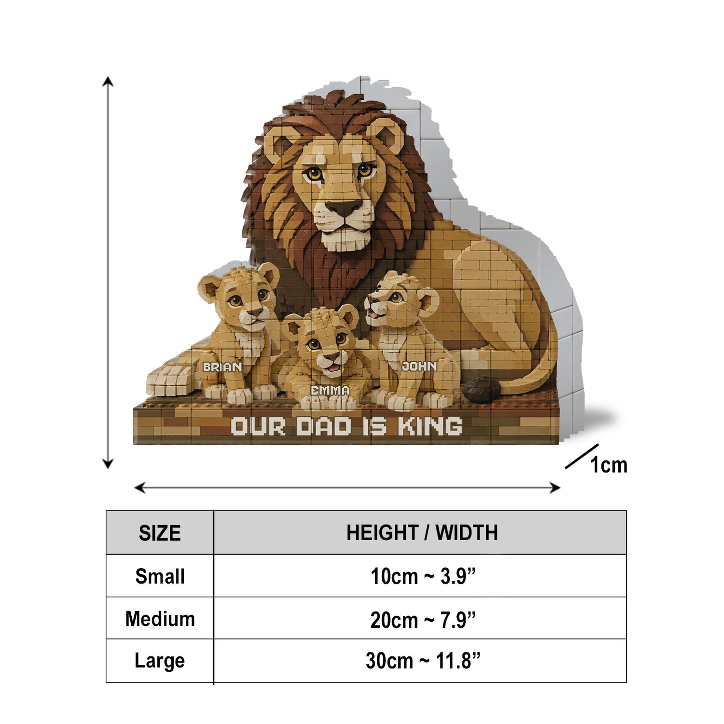 Unser Papa ist König Löwe - Personalisierte Bausteine in Form eines Vaters