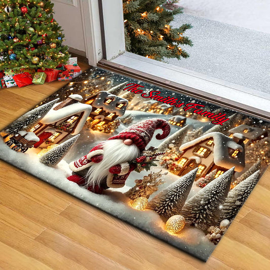 Christmas Gnome - Personalized Christmas Doormat