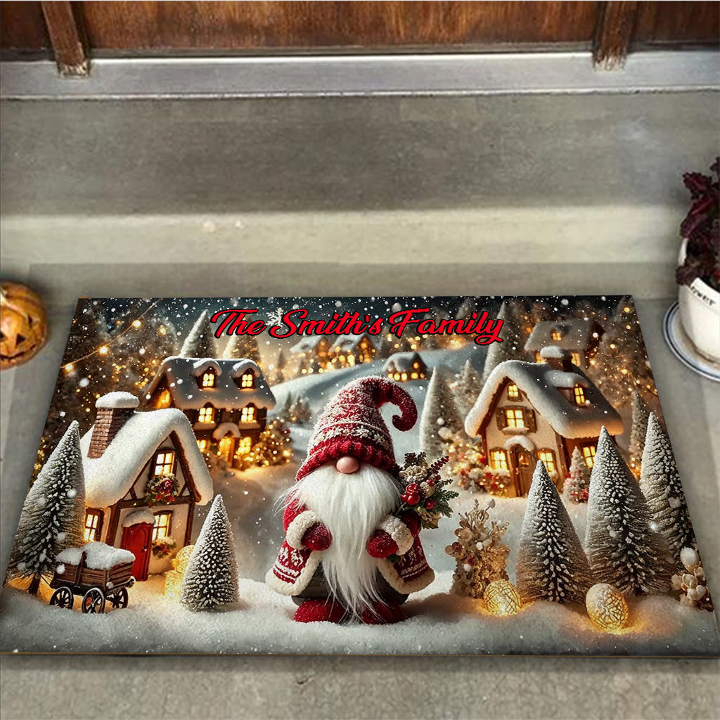 Christmas Gnome - Personalized Christmas Doormat
