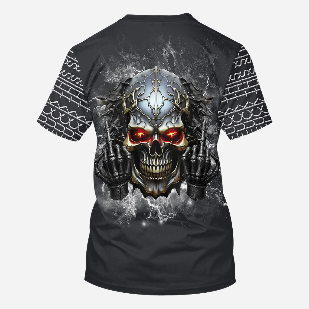 Putain de merde - T-shirt personnalisé tête de mort sur toute la surface