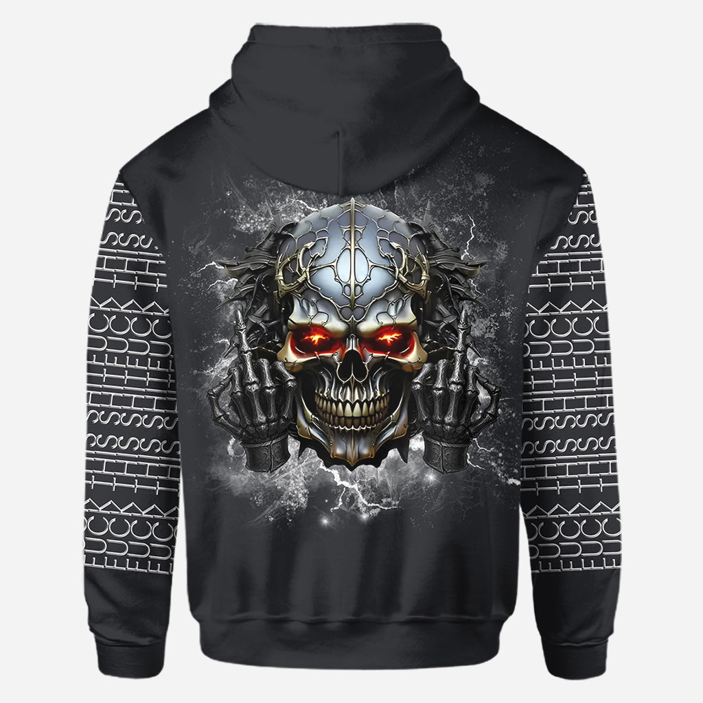 Putain de merde - T-shirt personnalisé tête de mort sur toute la surface