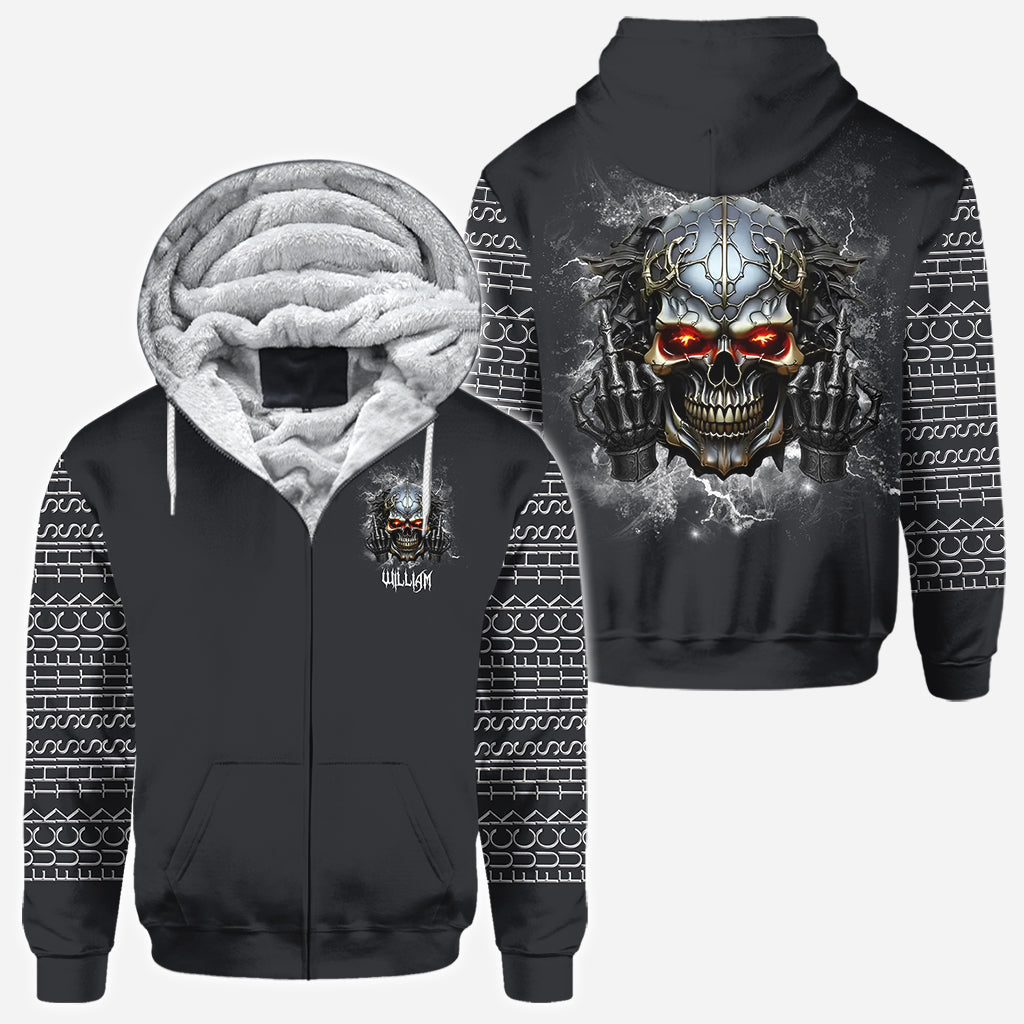 Putain de merde - T-shirt personnalisé tête de mort sur toute la surface
