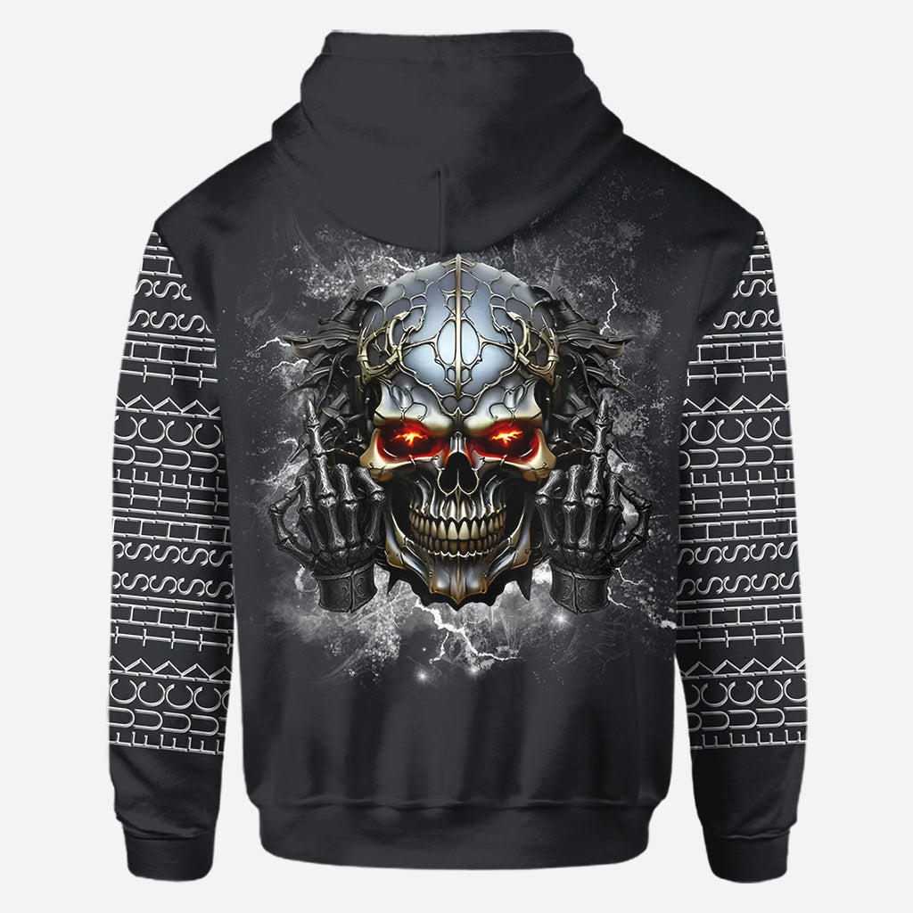 Putain de merde - T-shirt personnalisé tête de mort sur toute la surface