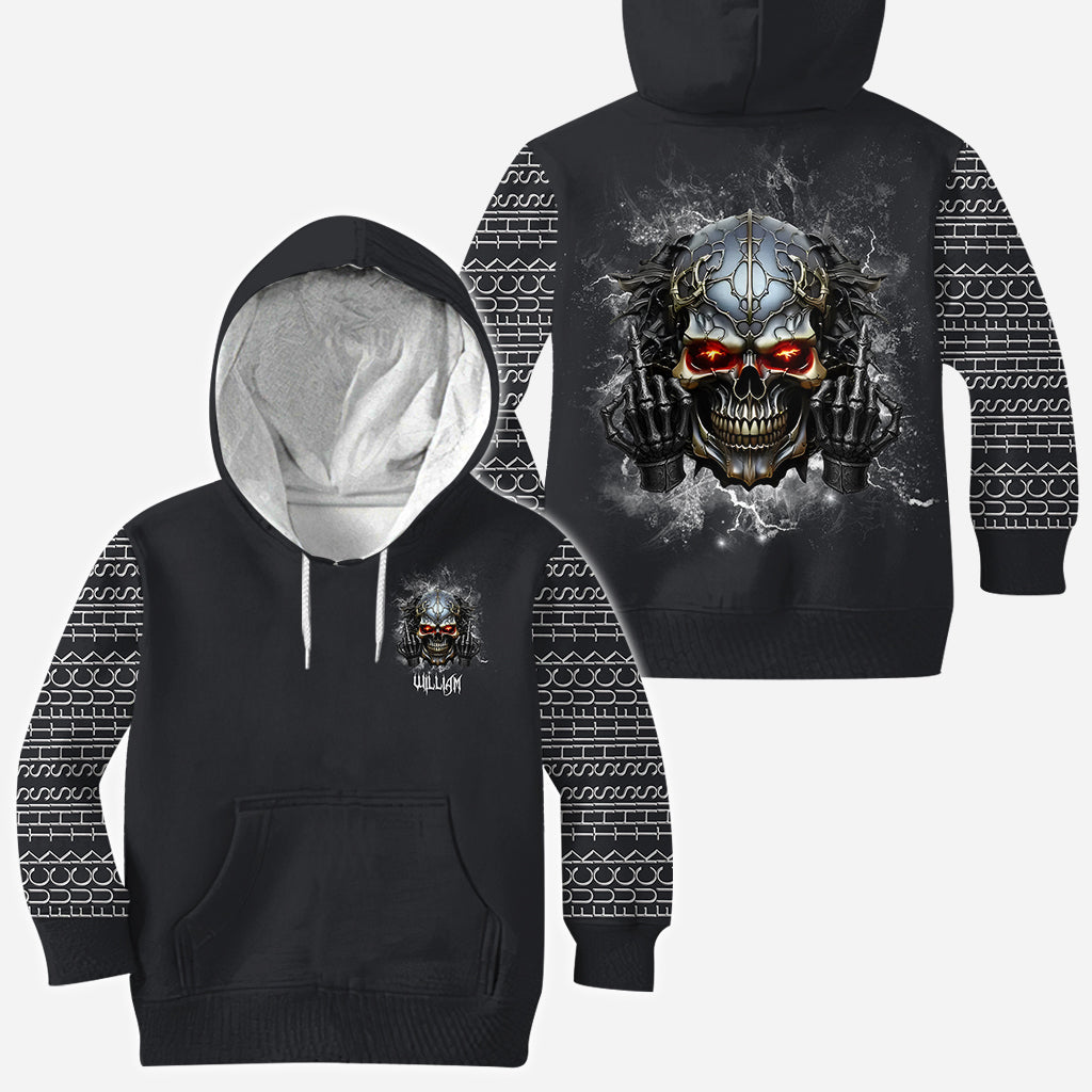 Putain de merde - T-shirt personnalisé tête de mort sur toute la surface