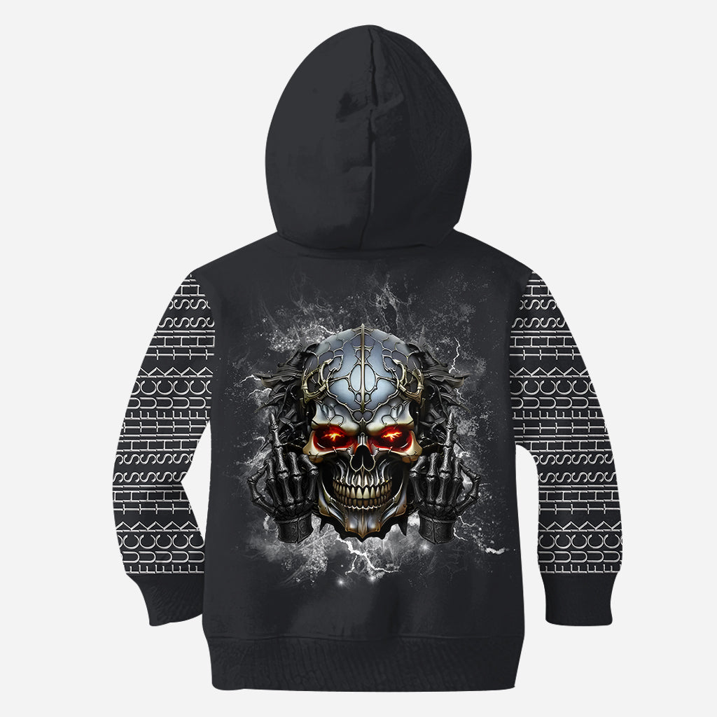 Putain de merde - T-shirt personnalisé tête de mort sur toute la surface