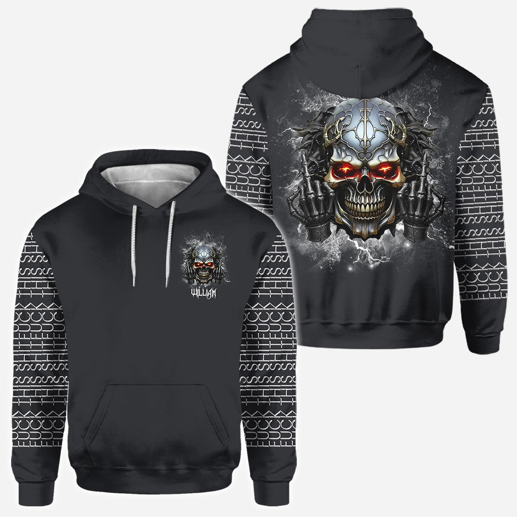 Putain de merde - T-shirt personnalisé tête de mort sur toute la surface