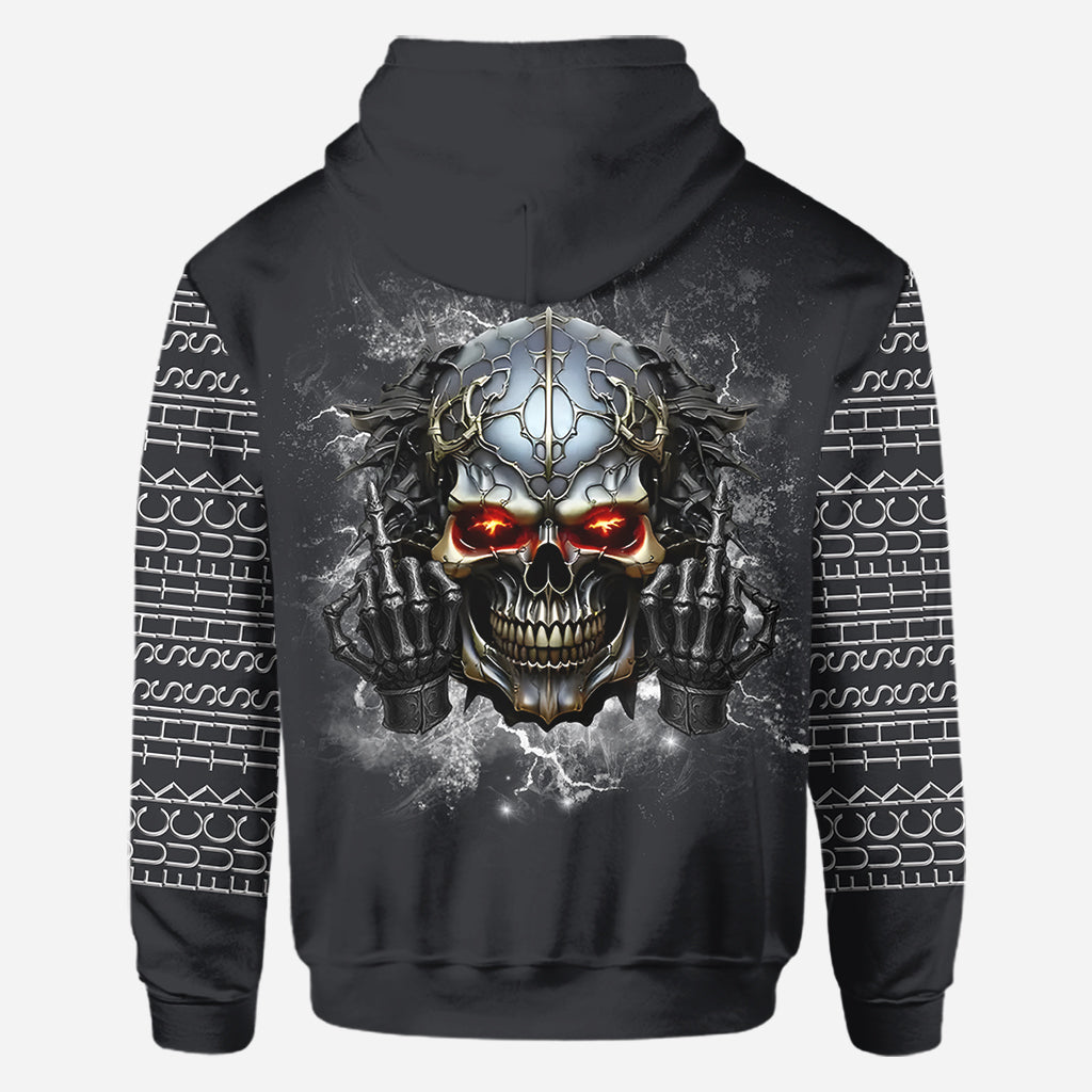 Putain de merde - T-shirt personnalisé tête de mort sur toute la surface