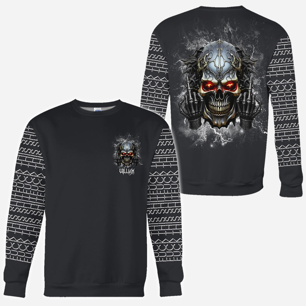 Putain de merde - T-shirt personnalisé tête de mort sur toute la surface