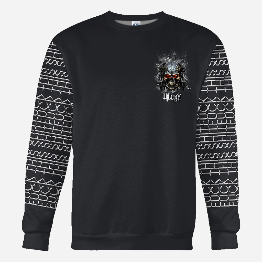 Putain de merde - T-shirt personnalisé tête de mort sur toute la surface