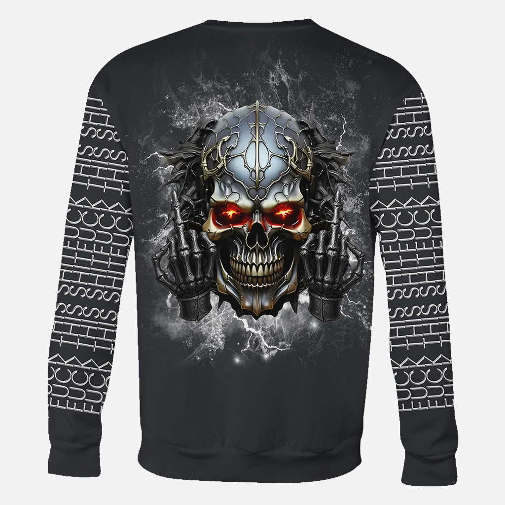 Putain de merde - T-shirt personnalisé tête de mort sur toute la surface