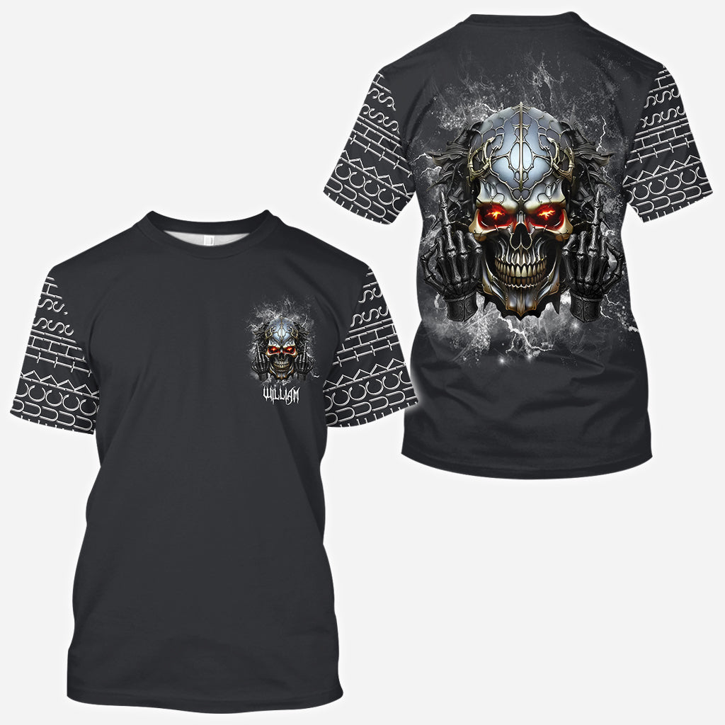 Putain de merde - T-shirt personnalisé tête de mort sur toute la surface