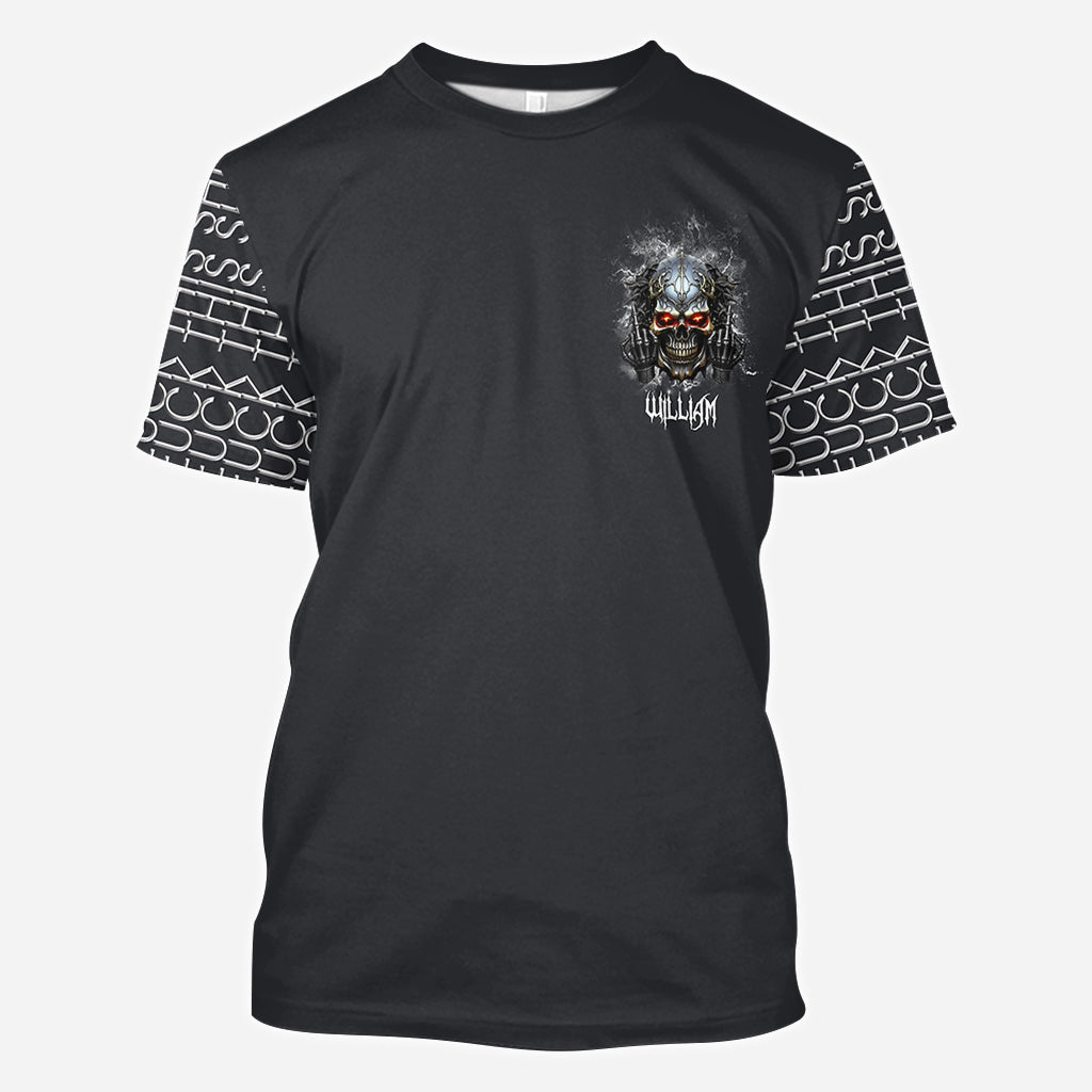Putain de merde - T-shirt personnalisé tête de mort sur toute la surface