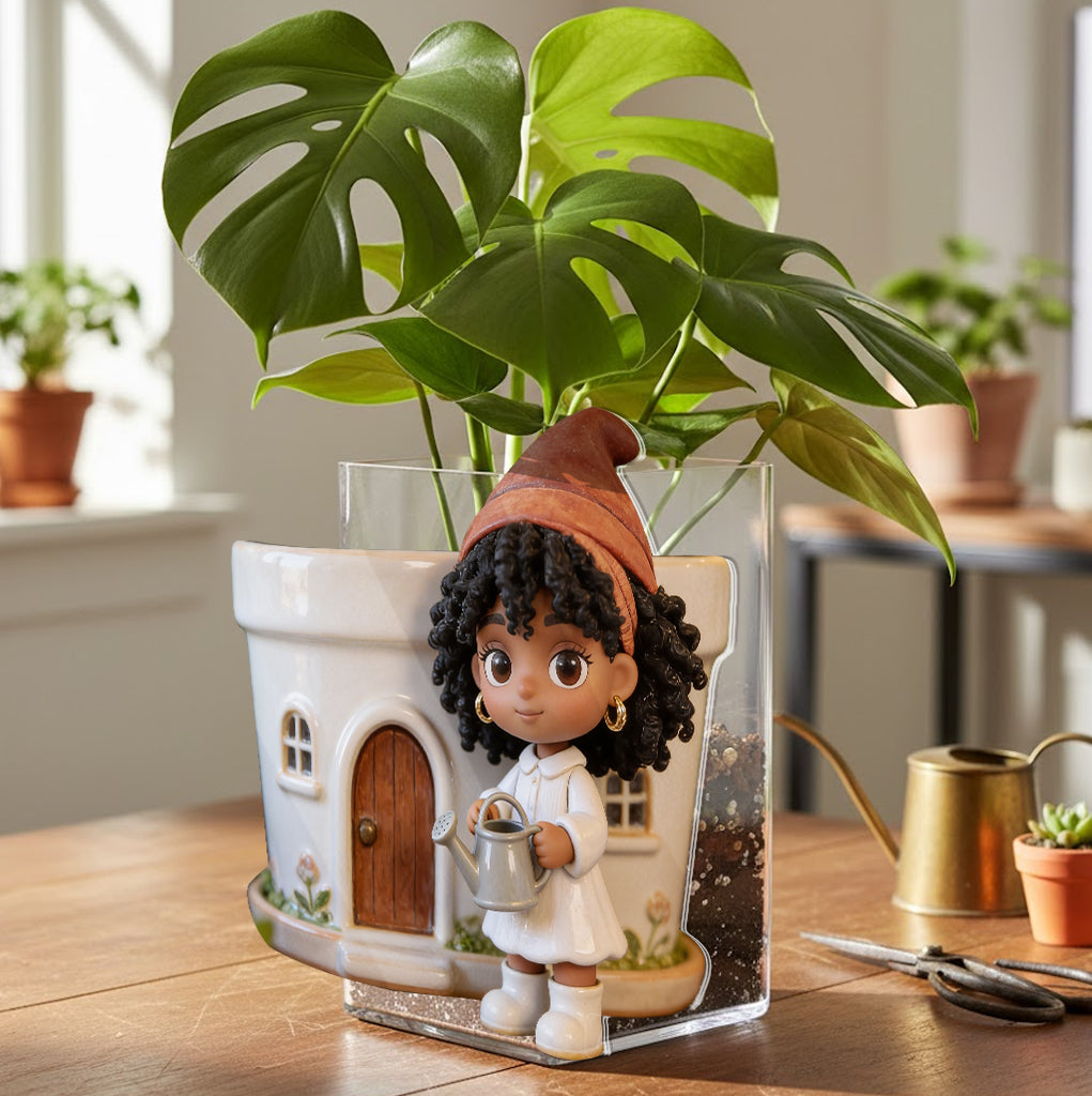 Custom Garden Gnome From Any Photo - Personalized Gardening Acrylic Pot