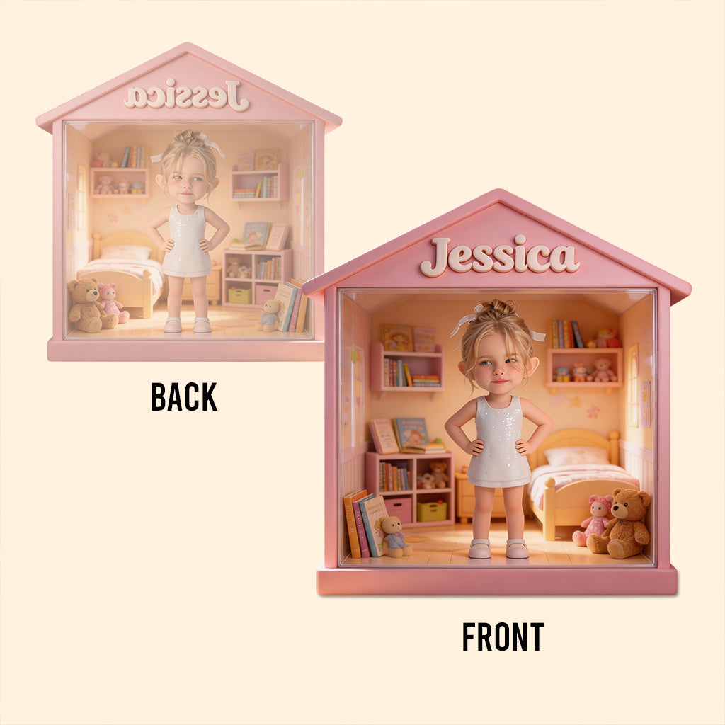 Kinderhaus – Personalisierte Acrylplakette in Kinderform