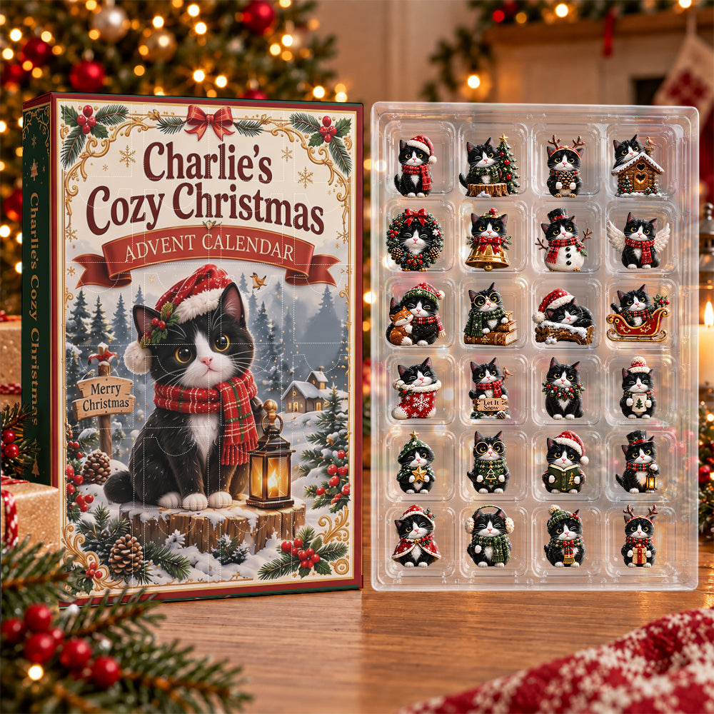 My Cozy Christmas - Personalized Cat Advent Calendar With 3D Collectibles
