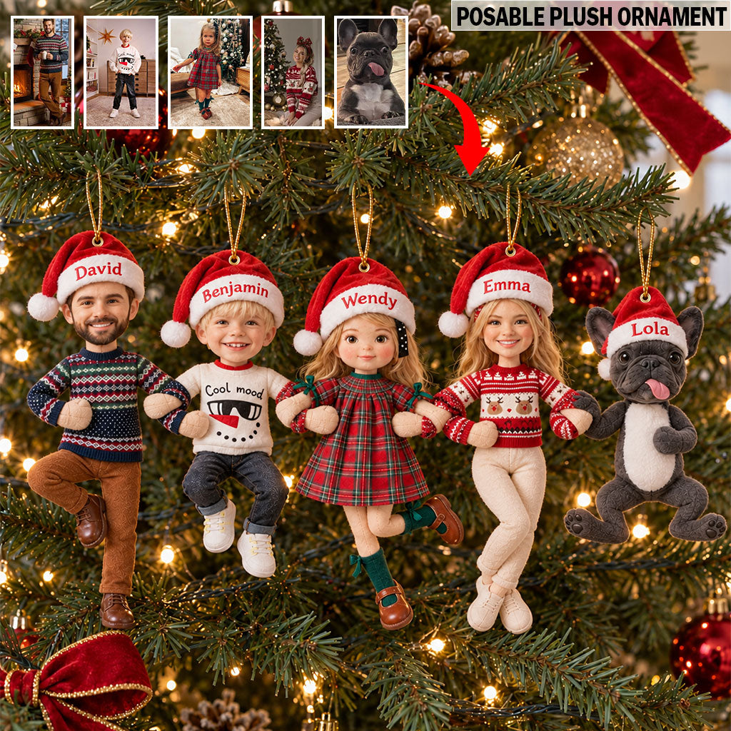 Funny Posable Plush Ornament Gift For Family Members - Personalized Family Ornament With Charm