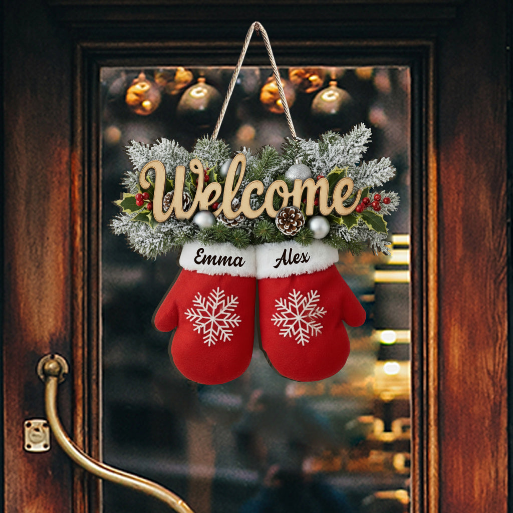 Welcome To Our Home - Personalized Couple Custom Shaped Wood Sign