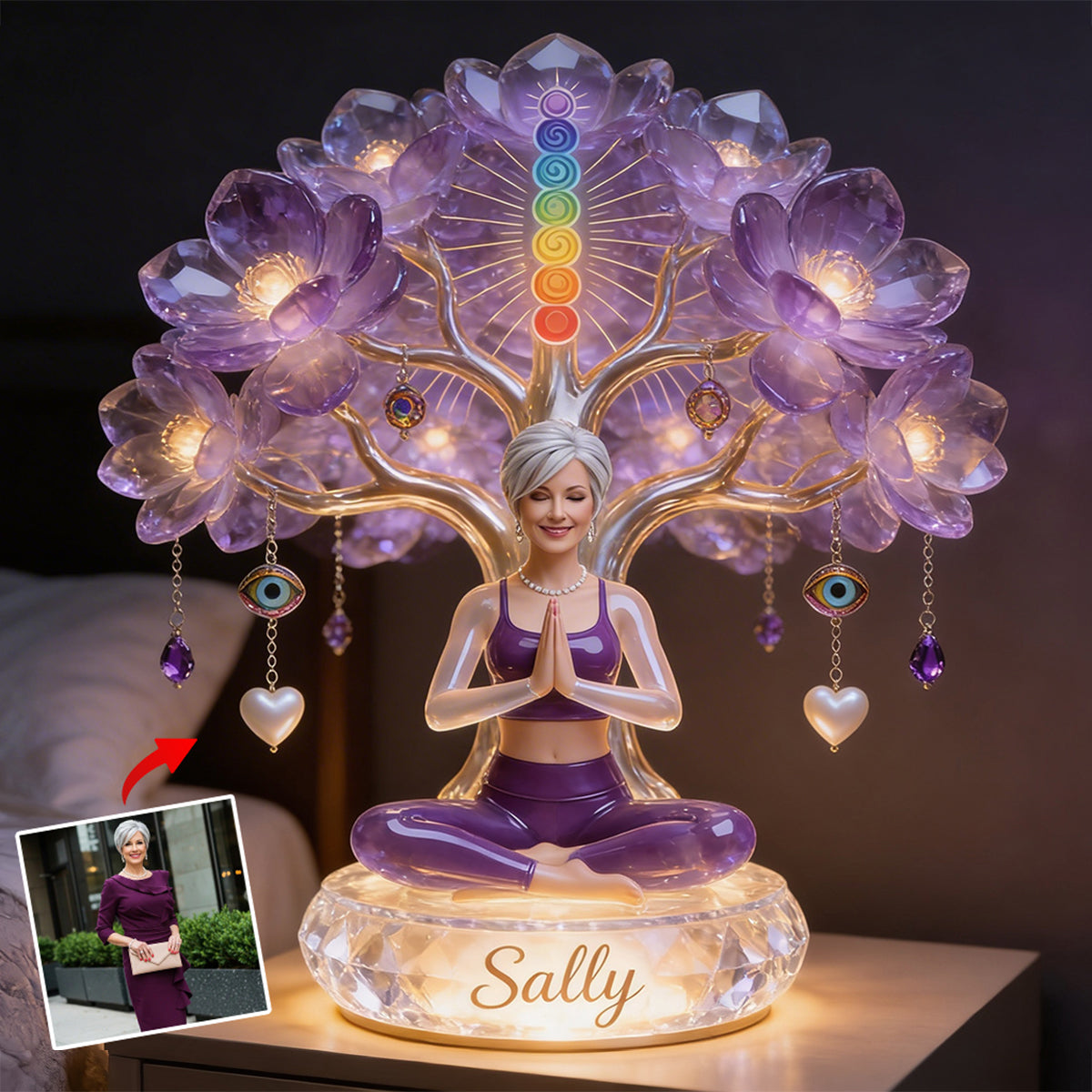 Custom Any Photo Namaste - Personalized Yoga Acrylic LED Night Light
