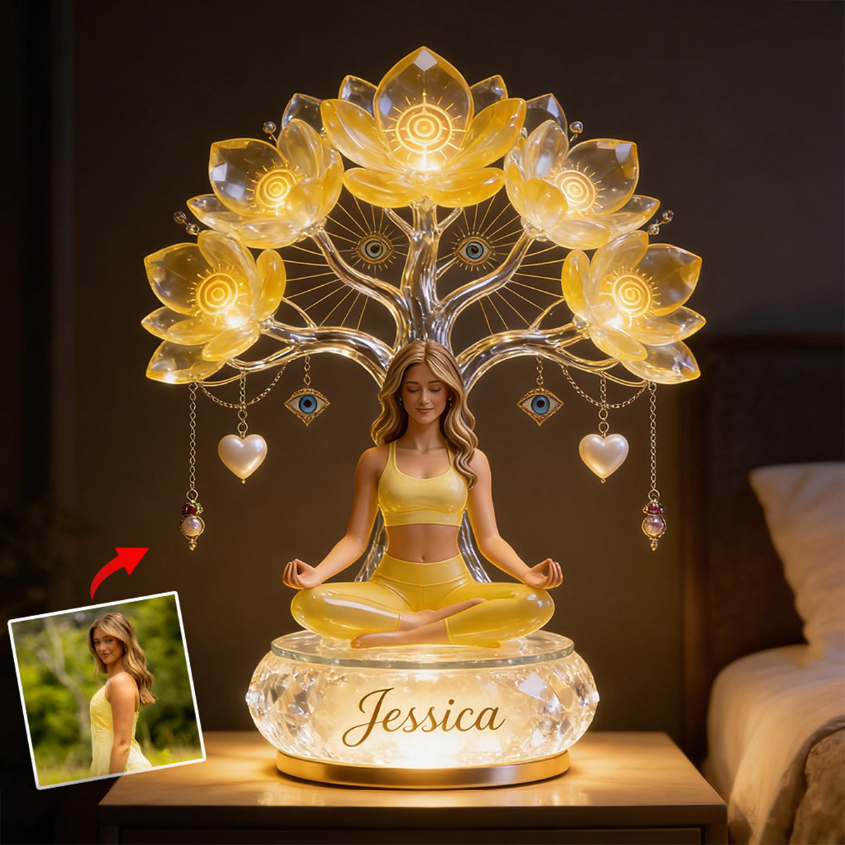 Custom Any Photo Namaste - Personalized Yoga Acrylic LED Night Light