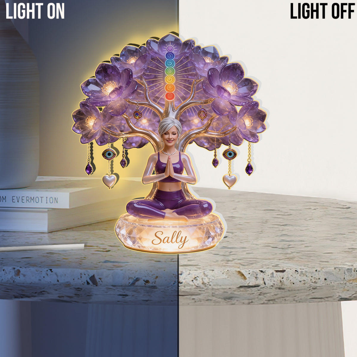 Custom Any Photo Namaste - Personalized Yoga Acrylic LED Night Light