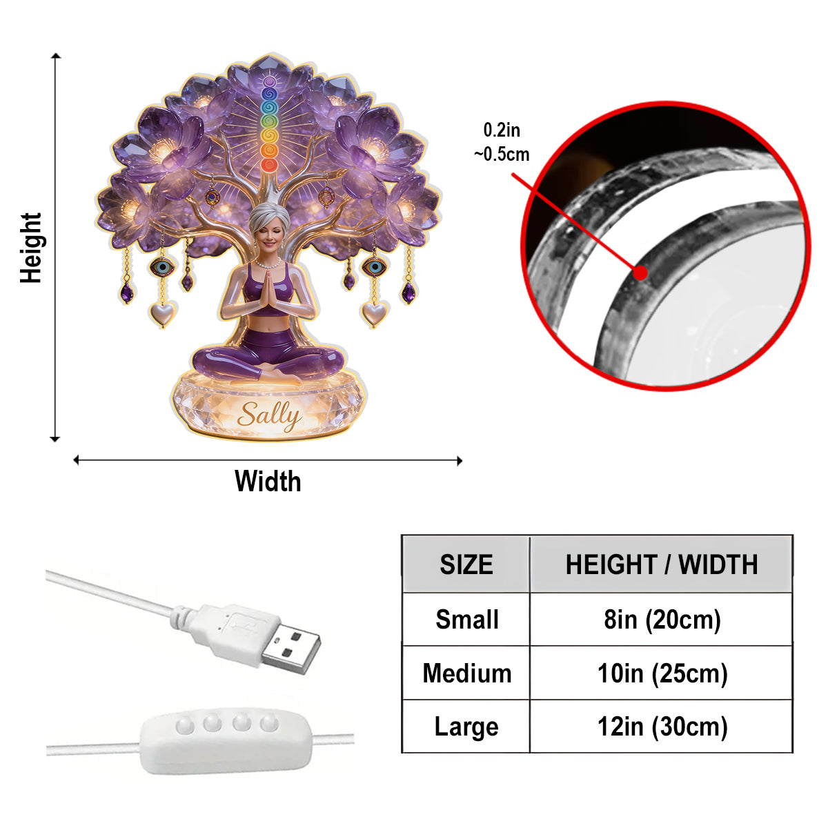 Custom Any Photo Namaste - Personalized Yoga Acrylic LED Night Light