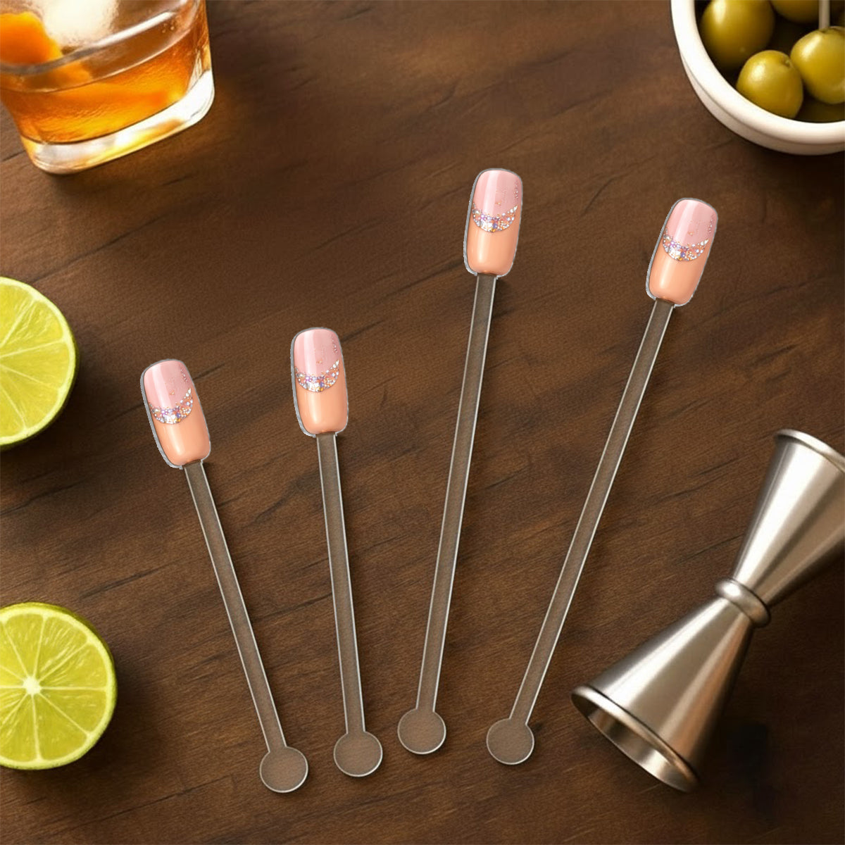 Love Nails Design, cadeau pour fille - Mug décoratif personnalisé avec agitateurs en acrylique, ensemble salon de manucure