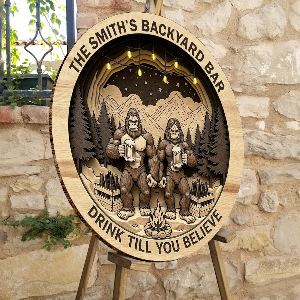 Drink Till You Believe - Personalized Camping Round Wood Sign