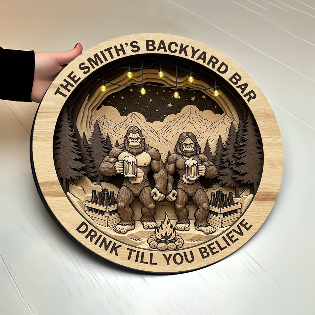 Drink Till You Believe - Personalized Camping Round Wood Sign