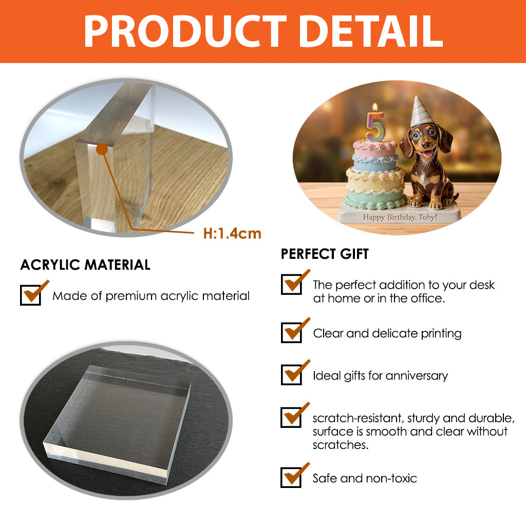 Pet Birthday Party - Personalized Dog Custom Shaped Acrylic Plaque