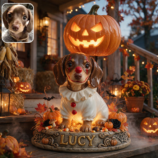 Custom Pet Photo Creepy Clown - Personalized Dog Solar Acrylic Light
