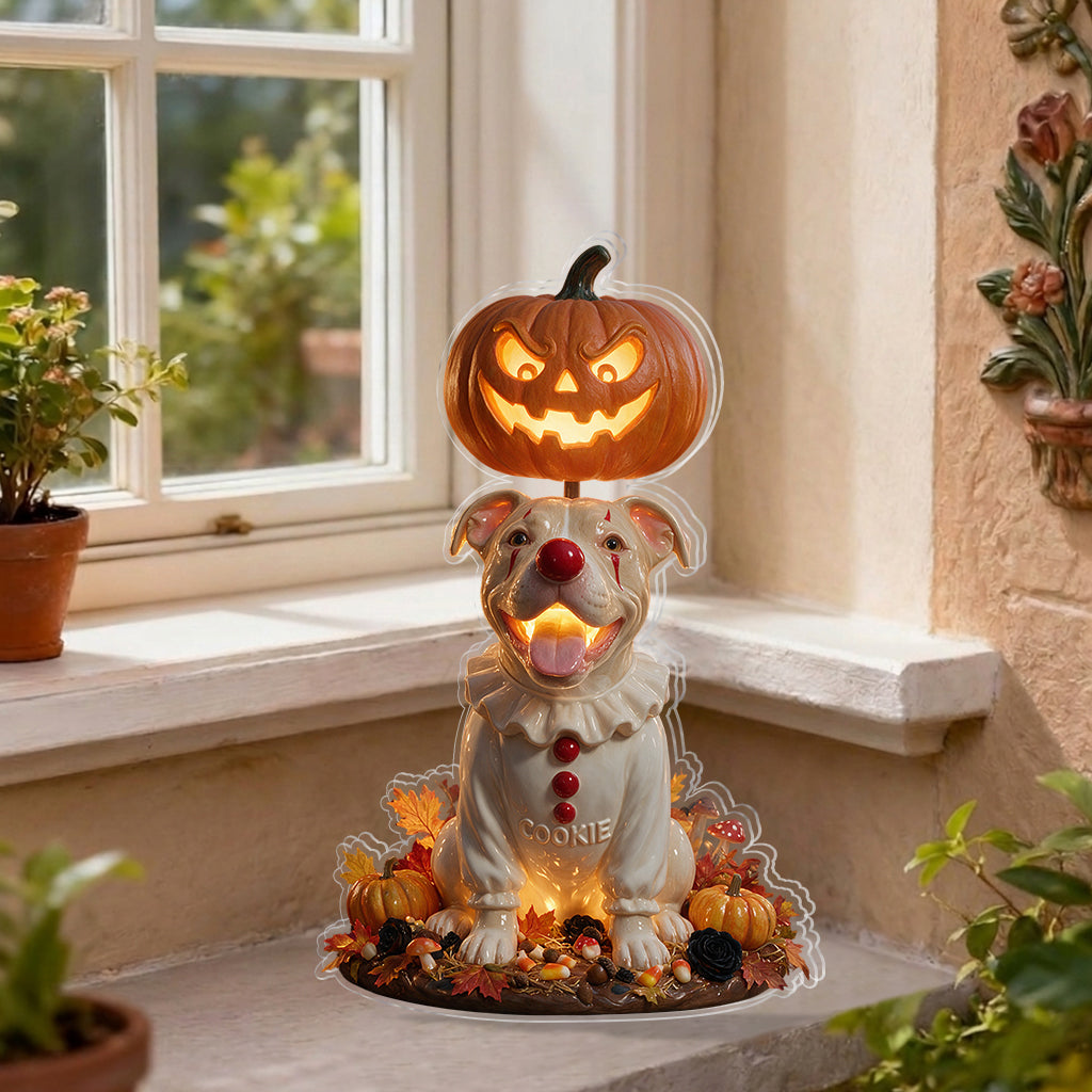 Custom Pet Photo Creepy Clown - Personalized Dog Solar Acrylic Light