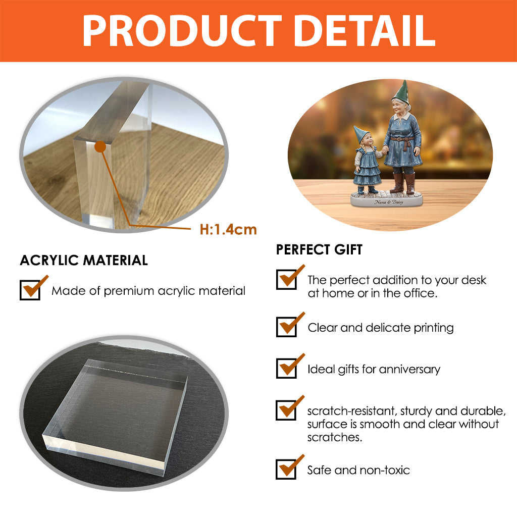Les petits gnomes de grand-mère - Plaque acrylique personnalisée sur le thème du jardinage