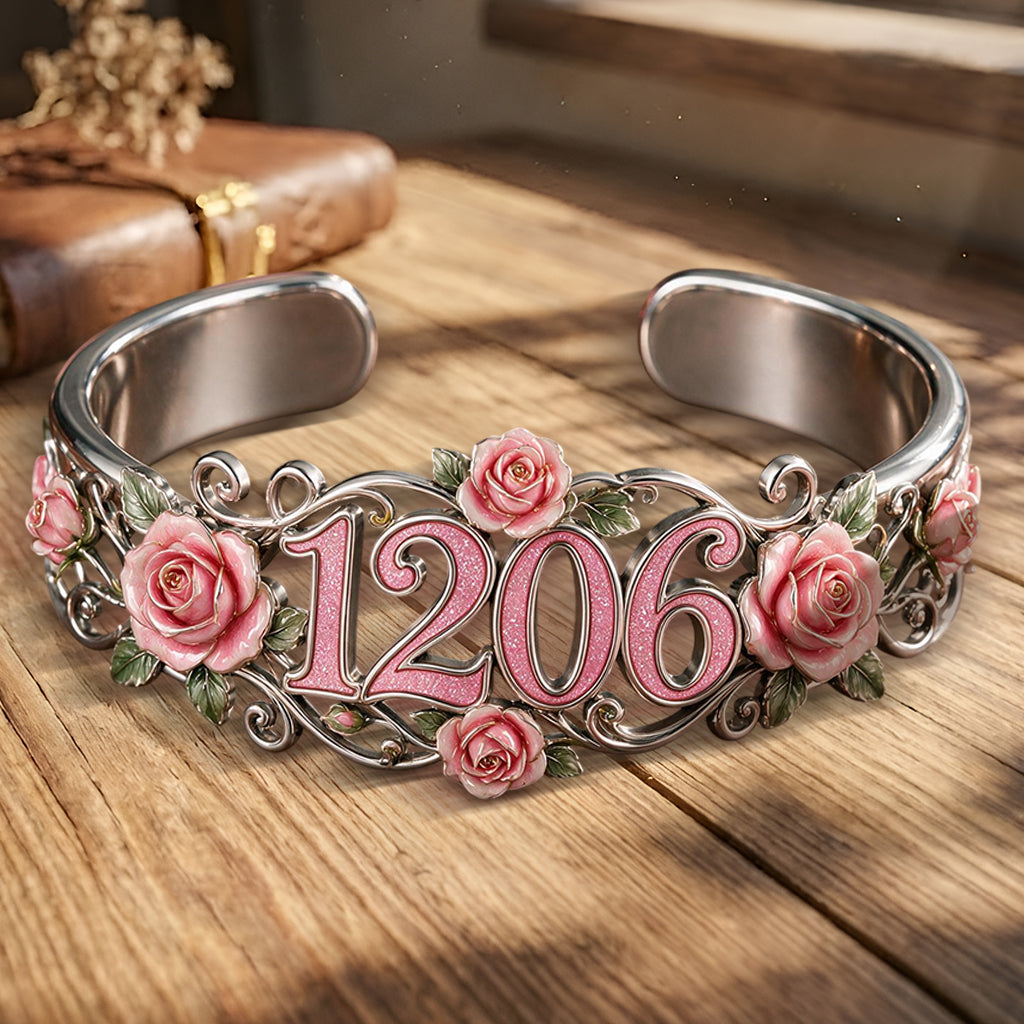 Meaningful Birthday Gift Any Flower - Personalized Birthday Shaped Cuff Bracelet