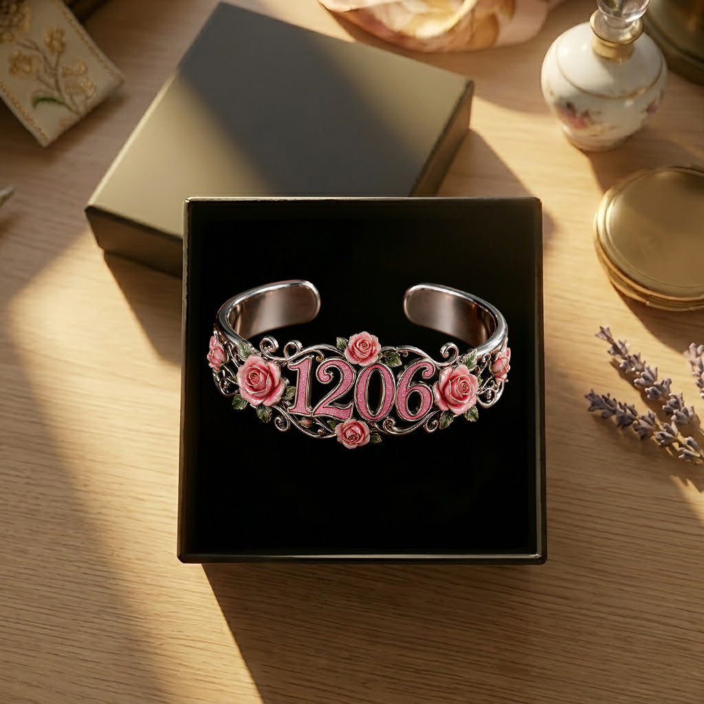 Meaningful Birthday Gift Any Flower - Personalized Birthday Shaped Cuff Bracelet