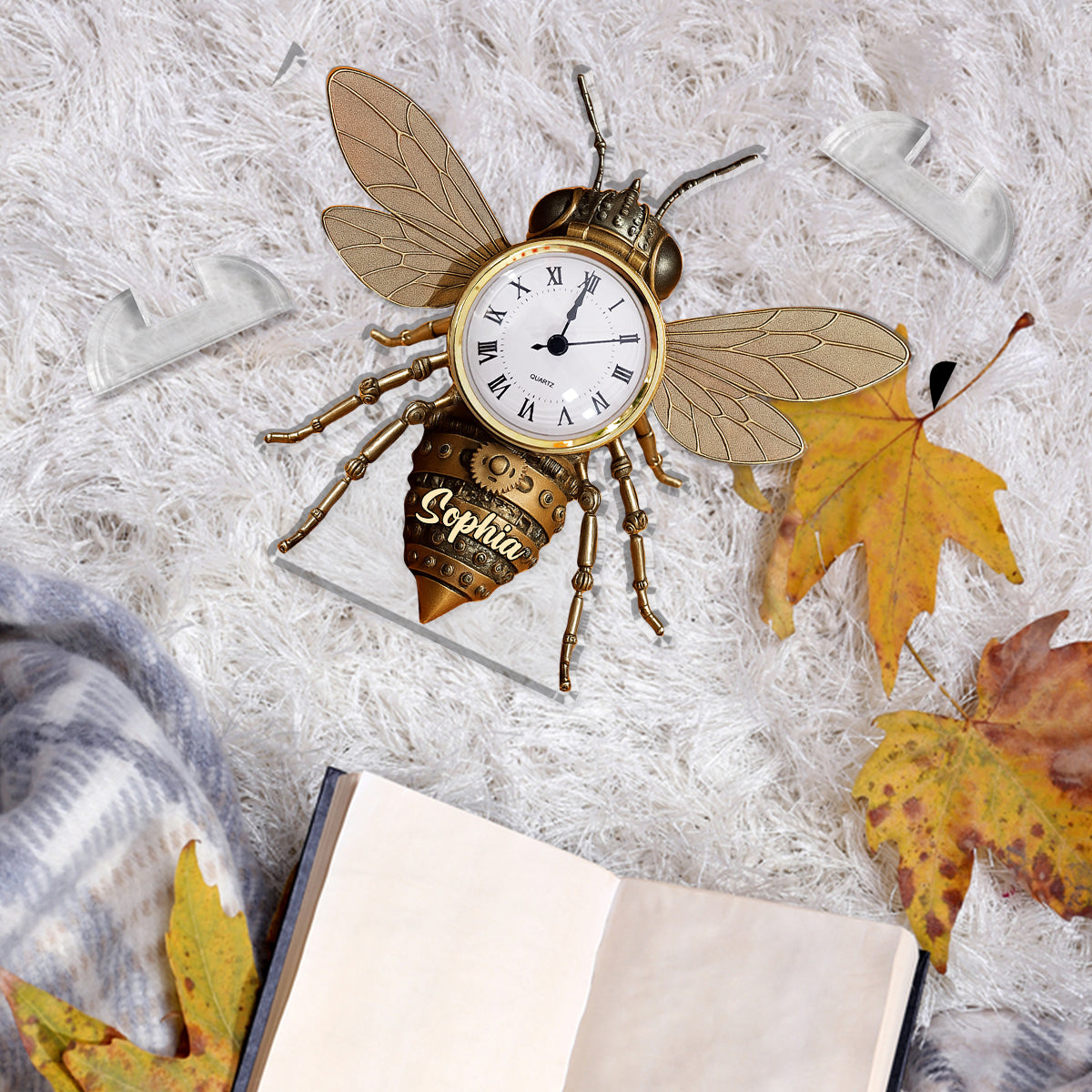 Bienenliebhaber – Personalisierte Acryl-Uhrenplakette mit Bienenmotiv