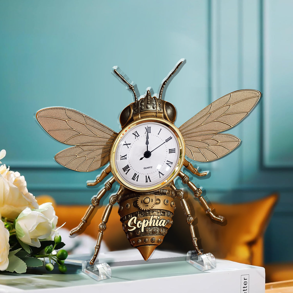 Bienenliebhaber – Personalisierte Acryl-Uhrenplakette mit Bienenmotiv