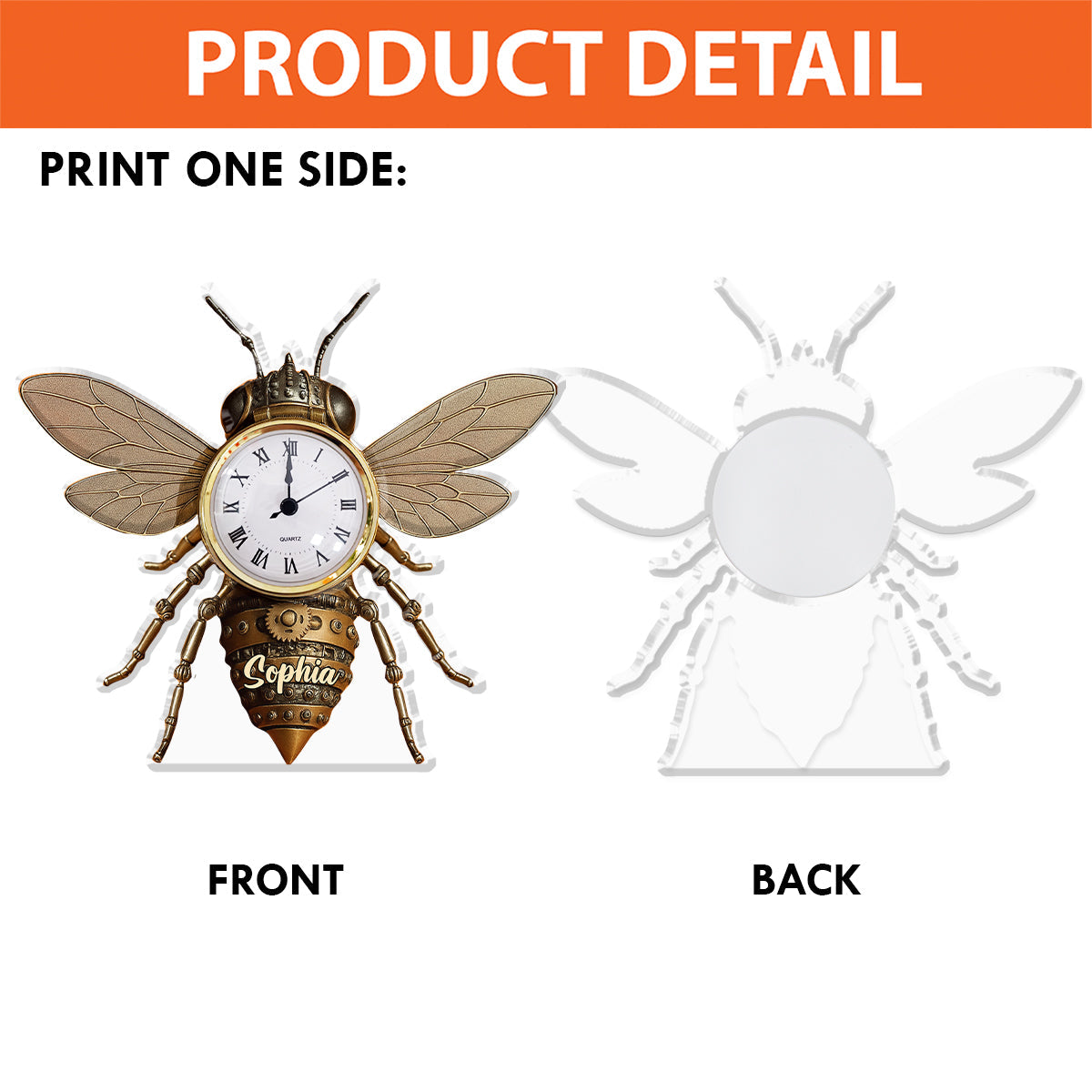 Bienenliebhaber – Personalisierte Acryl-Uhrenplakette mit Bienenmotiv